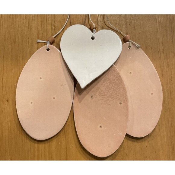 Vintage Handcrafted White Cat Kitten‎ Kitty Wind Chime Ceramic Heart - Picture 3 of 4